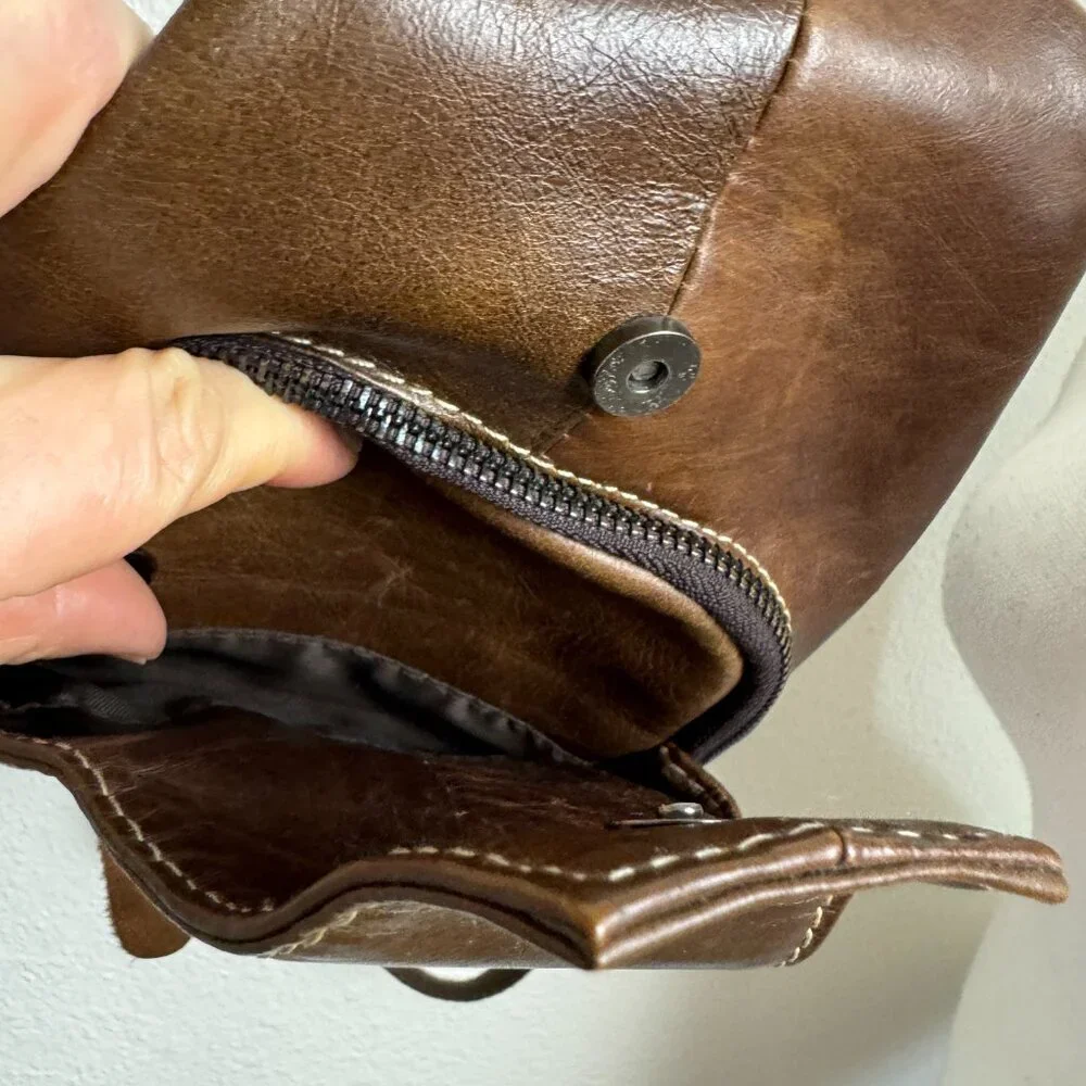 BULLCAPTAIN Genuine Leather Sling Bag Casual Shoulder Chest Crossbody